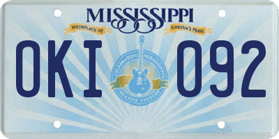 MS license plate OKI092