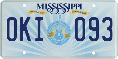 MS license plate OKI093