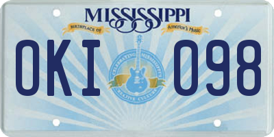 MS license plate OKI098