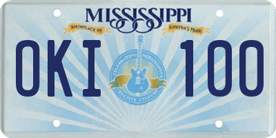 MS license plate OKI100