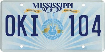 MS license plate OKI104