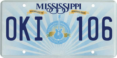 MS license plate OKI106