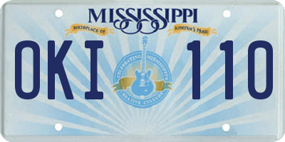 MS license plate OKI110