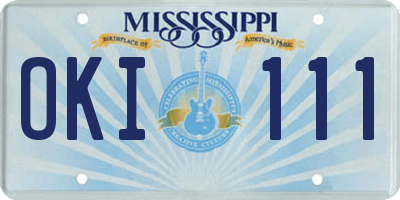 MS license plate OKI111
