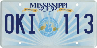 MS license plate OKI113