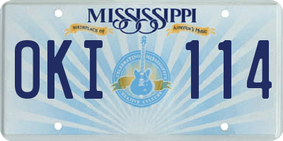 MS license plate OKI114