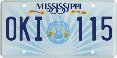 MS license plate OKI115