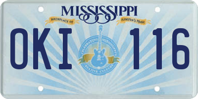 MS license plate OKI116