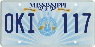 MS license plate OKI117