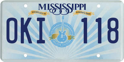 MS license plate OKI118