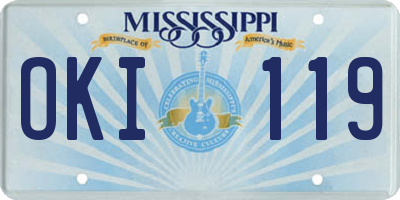 MS license plate OKI119