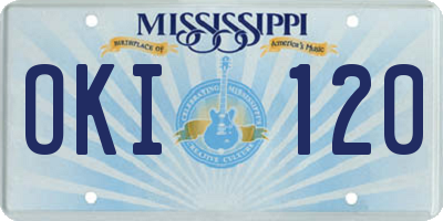 MS license plate OKI120