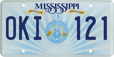 MS license plate OKI121
