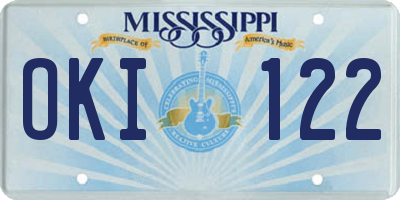 MS license plate OKI122