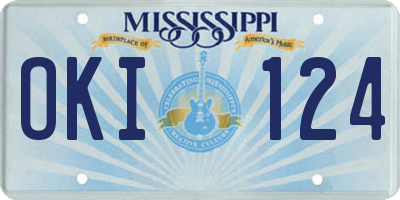 MS license plate OKI124