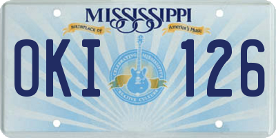 MS license plate OKI126