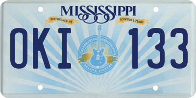 MS license plate OKI133