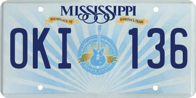 MS license plate OKI136