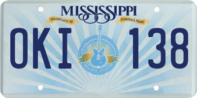 MS license plate OKI138