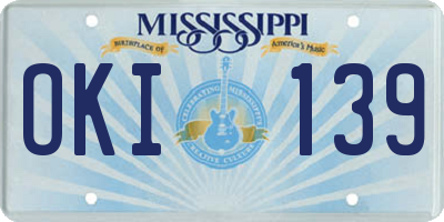 MS license plate OKI139