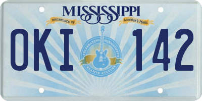 MS license plate OKI142