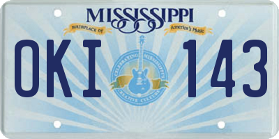 MS license plate OKI143