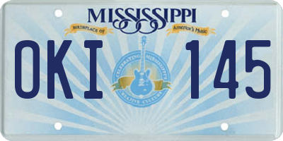 MS license plate OKI145