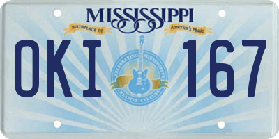 MS license plate OKI167