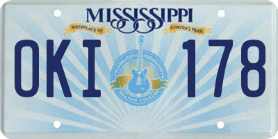 MS license plate OKI178