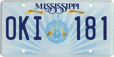 MS license plate OKI181