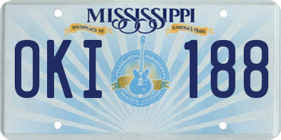 MS license plate OKI188