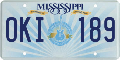 MS license plate OKI189