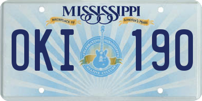 MS license plate OKI190