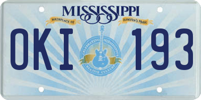 MS license plate OKI193