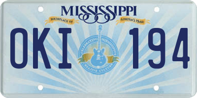 MS license plate OKI194