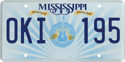MS license plate OKI195