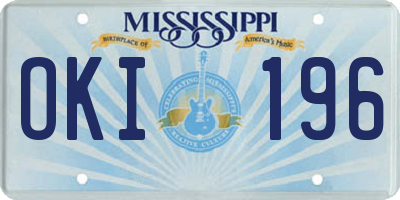 MS license plate OKI196