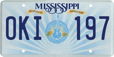 MS license plate OKI197