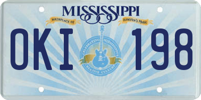 MS license plate OKI198