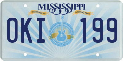 MS license plate OKI199