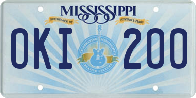 MS license plate OKI200