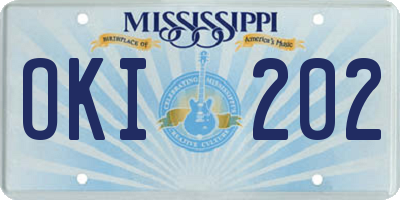 MS license plate OKI202