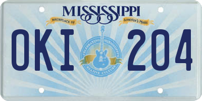 MS license plate OKI204