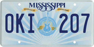 MS license plate OKI207