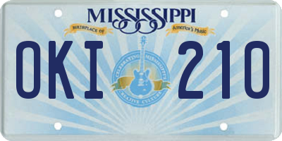 MS license plate OKI210