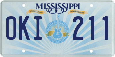 MS license plate OKI211