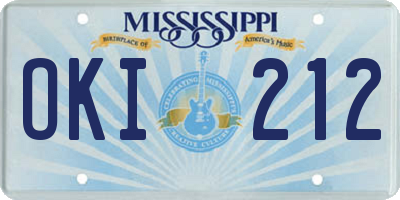 MS license plate OKI212