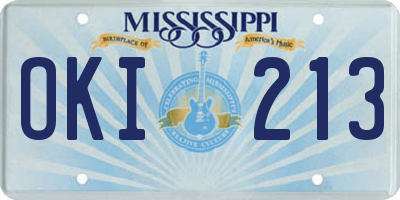 MS license plate OKI213