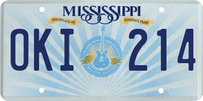 MS license plate OKI214