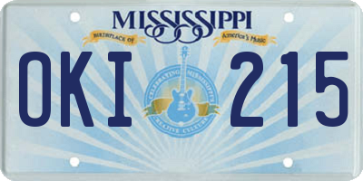 MS license plate OKI215